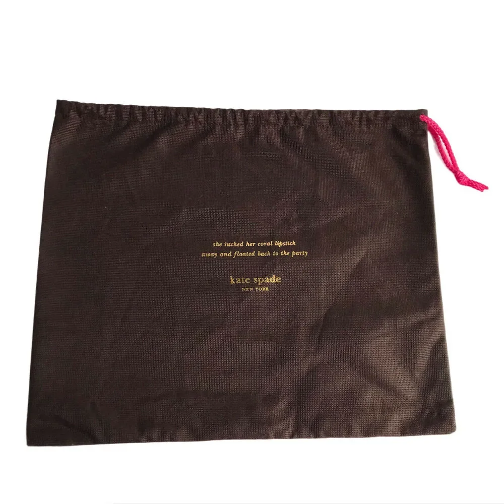 Kate Spade Dust Bag Large Dustbag Purse Cover Brown Gold Pink Drawstring Pouch